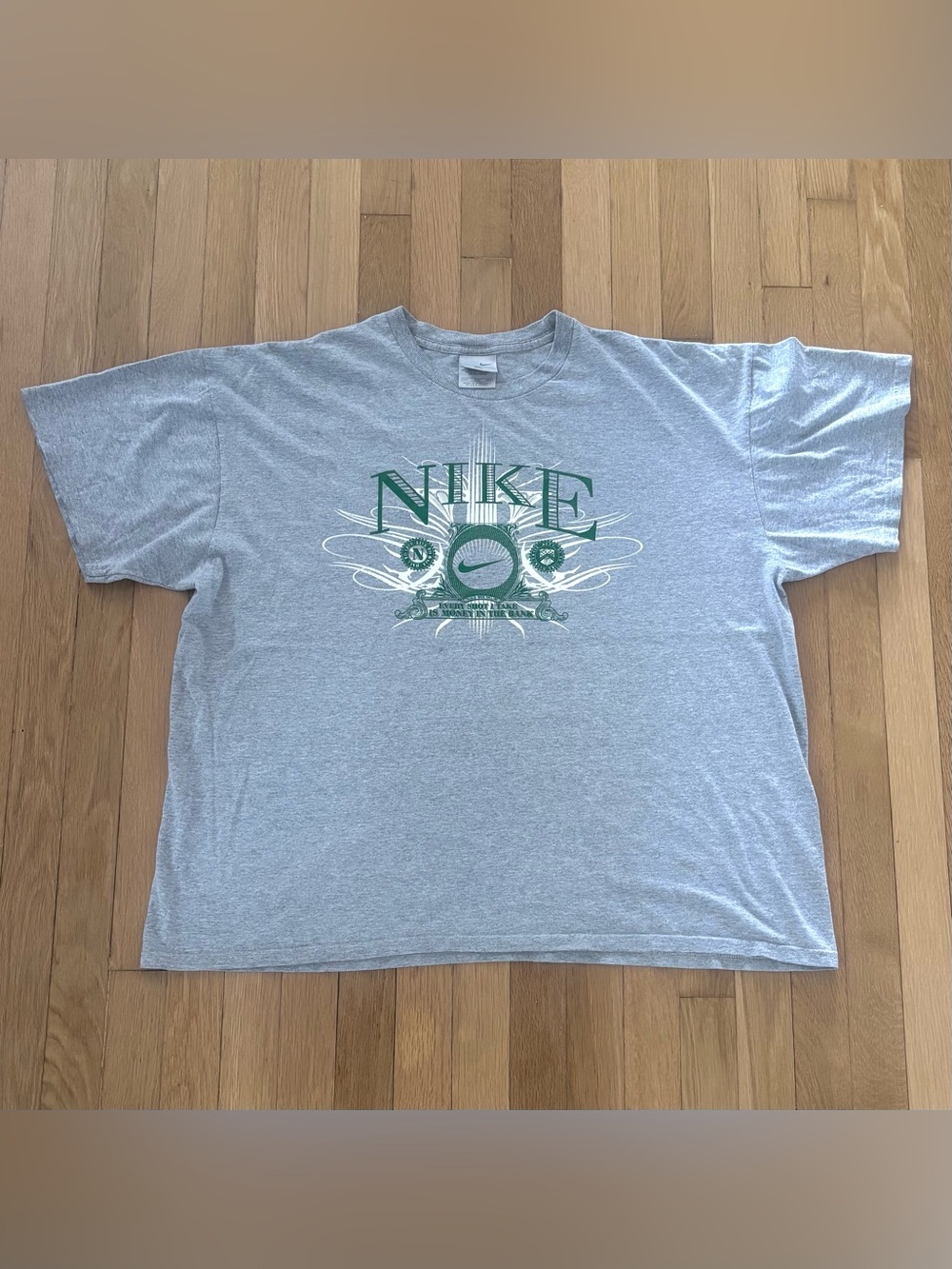 Vintage Nike Basketball Shirt XL Gray Y2K ‘Money In The Bank’ USA Streetwear